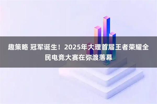趣策略 冠军诞生！2025年大理首届王者荣耀全民电竞大赛在弥渡落幕